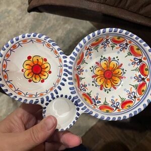 Hand-Painted Floral Ceramic Dip Bowl